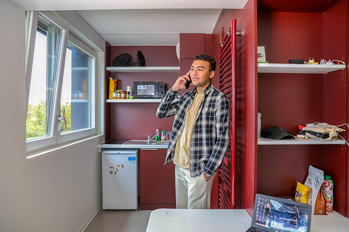 Logement étudiant dans le bâtiment P5 de la résidence universitaire Saulcy.