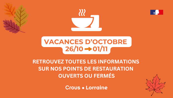 vacances oct.2026 Info resto